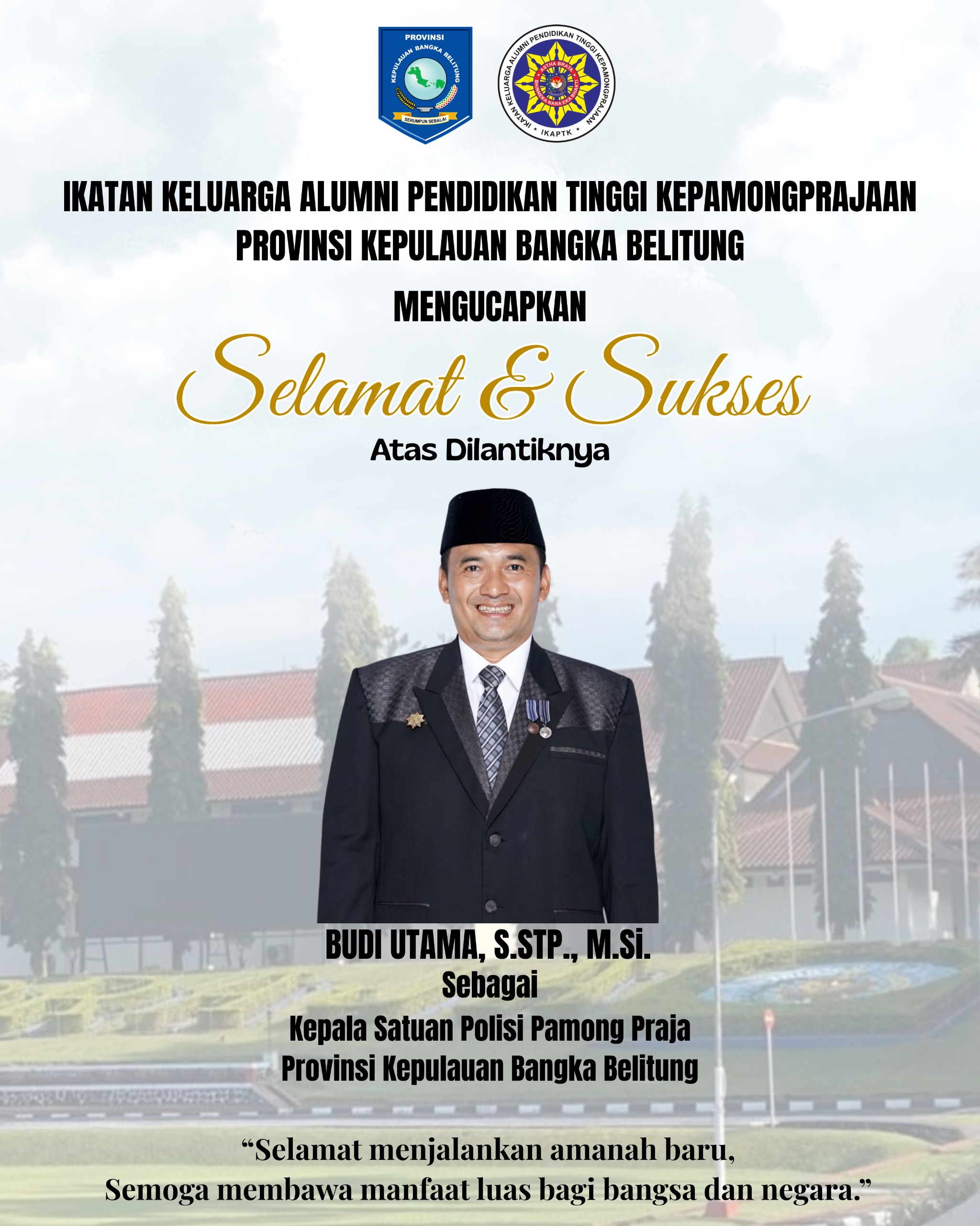 Ucapan Pelantikan Budi Utama, S.STP., M.Si.